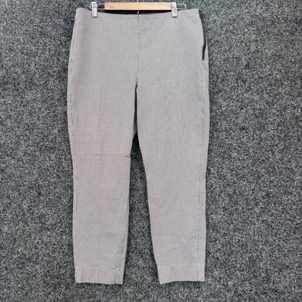 Everlane Womens Size 16 Glen Plaid Side Zip Tapered Leg High Rise Pants Grey